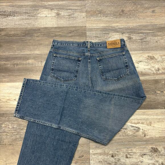 Vintage Y2k Nautica Mid Wash Blue Mens 36x33 Relaxed Loose Baggy‎ 2000s Jeans - Picture 2 of 11